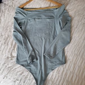 ABERCROMBIE & FITCH Dusty Blue Off Shoulder bodysuit XL